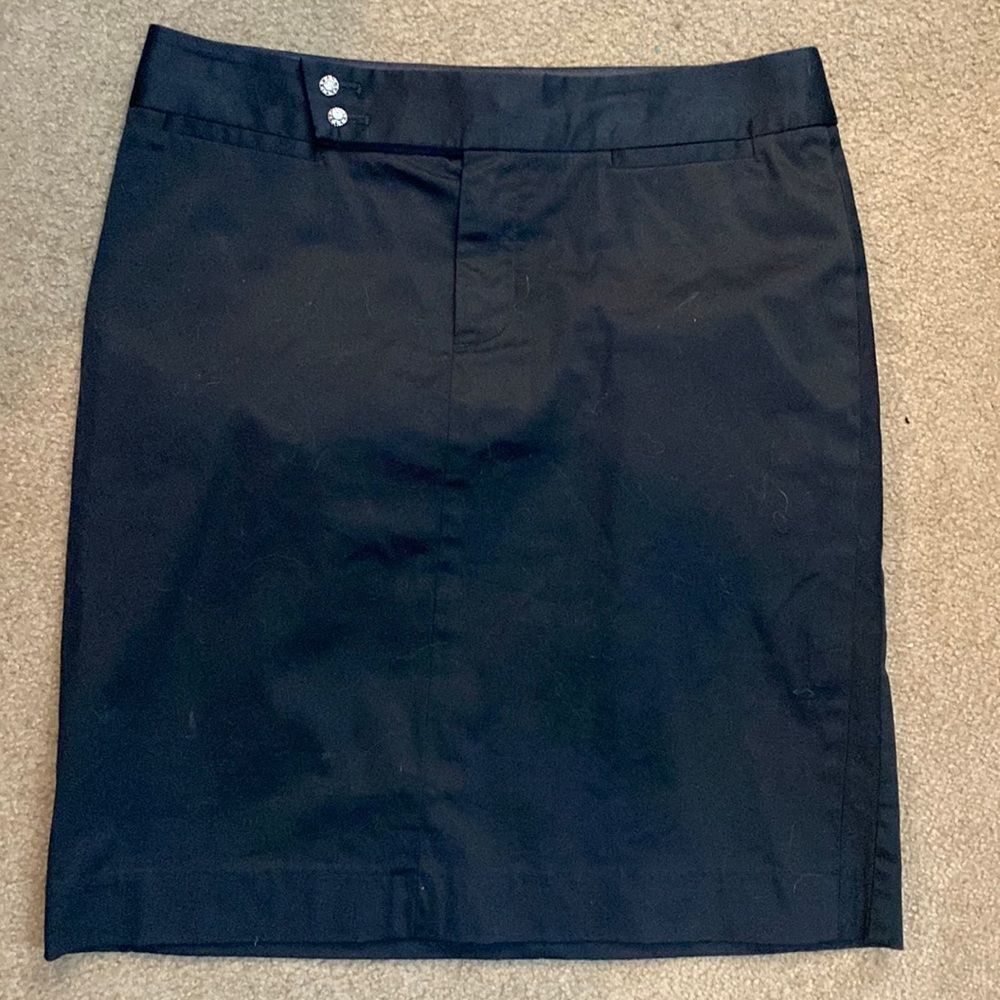 GAP stretch black twill flat front embellished flat‎ front mini pencil skirt